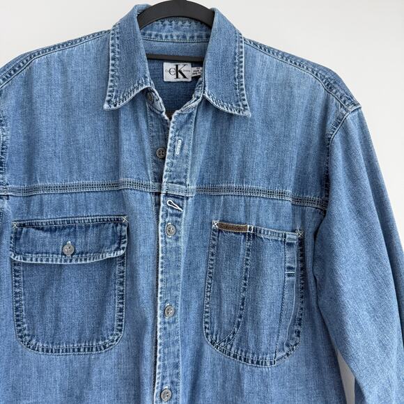 Vintage Calvin Klein 90s denim oversized button front shirt - Picture 9 of 14